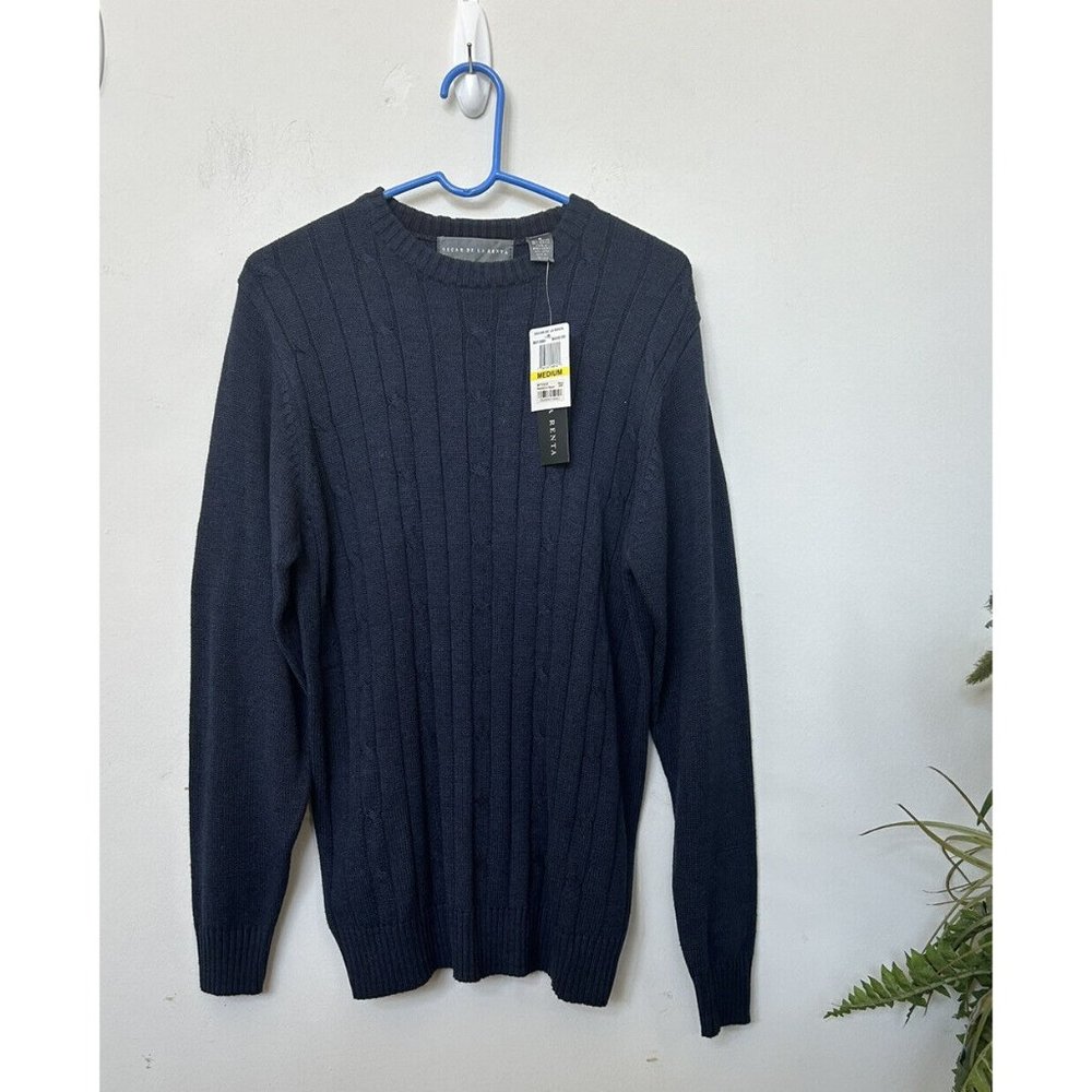 NWT Oscar De La Renta Cotton Black Knit Sweater Size M